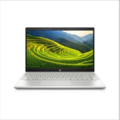 HP Pavilion 14-CE3501NA front-facing laptop view, showing 14-inch display, UK QWERTY backlit keyboard, and slim silver design.