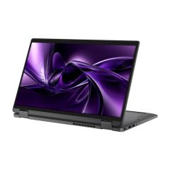 Dell Latitude 7410 2-in-1 flipped standing on keyboard showing screen and hinges