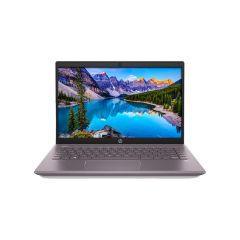 HP Pavilion 14-CE3504NA laptop front facing showing 14-inch display and keyboard misty mauve finish