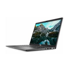 Dell Latitude 7410 tilted left showing screen, keyboard and right-side ports in carbon black finish