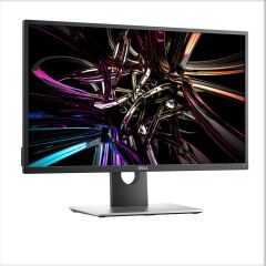 Dell P2417H 23.8-inch Full HD monitor front-facing and slightly tilted to the right, showing thin bezels and matte black finish.