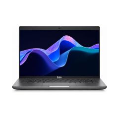 Dell Latitude 5450 front view showing 14 inch Full HD display, UK QWERTY keyboard and modern silver business laptop design